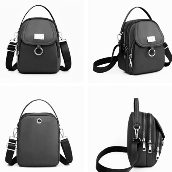 Lightweight Black Nylon Crossbody Bag with Multiple Zippered Compartments NWOT - Picture 4 of 11